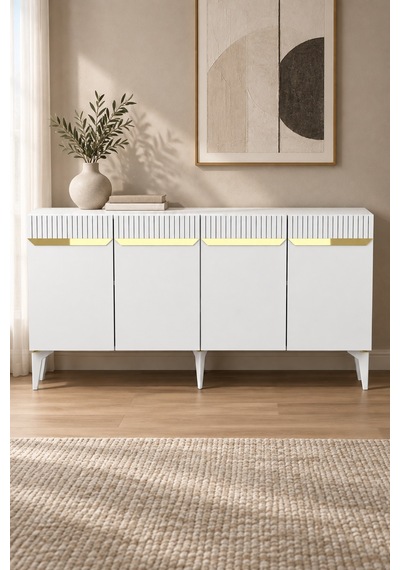Ka1544bg Duma Konsol Beyaz-gold 150cm Beyaz - Gold