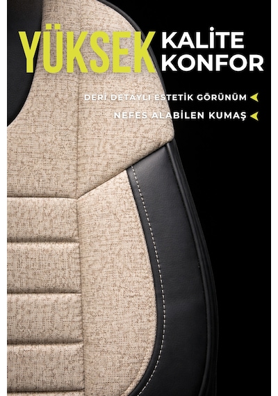 Lifos Hafif Ticari Serisi Koton Kumaş Oto Koltuk Kılıfı Tam Set Berlıngo-caddy-connect-courıer-doblo-dokker-partner Bej