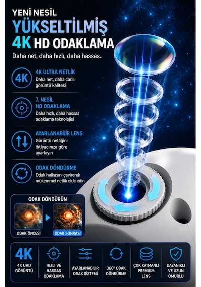 Galaxy Uyumlu Projektör Yıldız Gece Lambası Rgb Bluetooth Hoparlörlü Döner Uzay Projeksiyon Alarm Özellikli