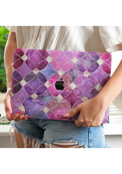 Macbook Pro 16 Kılıf Baskılı Sert Hard Case İnce Hafif Darbe Çizilme Koruma A2141 Uyumlu 16 İnç Açık Pembe
