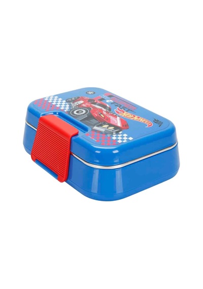 Bento 1030ml Lunchbox Hotwheels Lisanslı Tek Katlı 2 Bölmeli Paslanmaz Çelik Sefer Tası Yemek Kutu Mavi