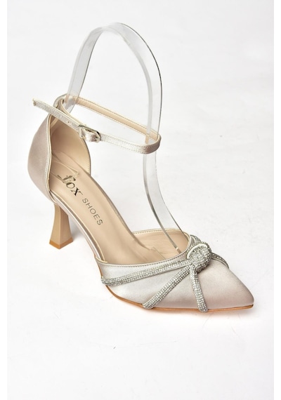Fox Shoes S246061904 Ten Saten Kumaş Taşlı Ayakkabı Ten Rengi
