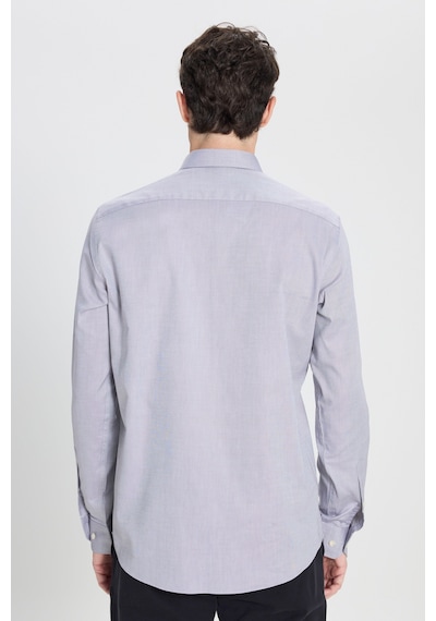 Erkek Sıyah %100 Pamuk Slim Fit Dar Kesim Düğmeli Yaka Oxford Gömlek Siyah