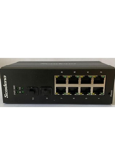 Scodeno 8 Port Bakır 8 10/100/1000 2 1000 Port Fiber Girişli 10 Port Endüstriyel Yönetilebilir Poe Switch Ons-8