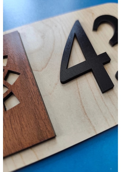 12 Li Ahşap Kapı Numarası Seti 3 Mm Mdf Lazer Kesim - Ceviz