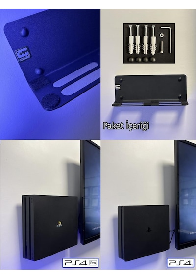 Playstation 4 Duvar Standı Yerden Tasarruf Rahat Hava Akışı Gaming Aksesuar Konsol Tutacağı