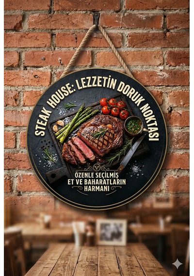 Steak Temalı Et Restoranları Steakçiler Restoranlar İçin Ahşap Duvar Kapı Dekoratif Süs Tablo 3