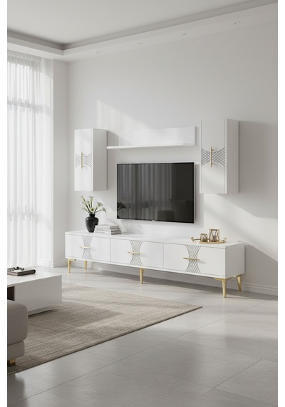 Tvr1832bg Slim Tv Ünitesi Takımı Beyaz-gold 180cm