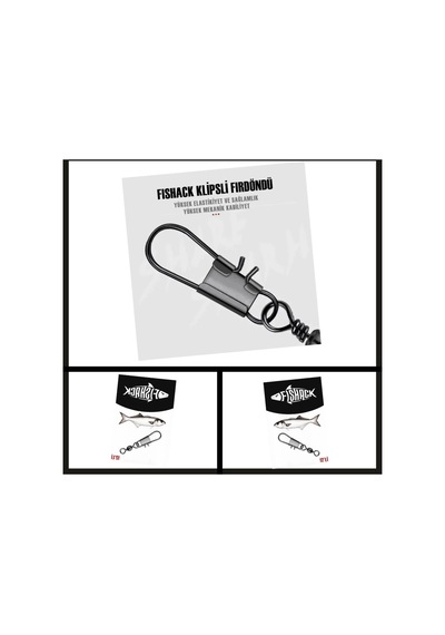 Uyguna-yakala No: 8 12 Adet Fishack Paslanmaz Klipsli Fırdöndü Füme-rdn.046