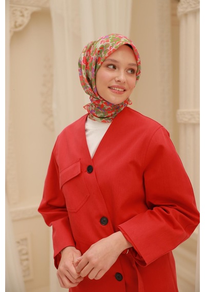 Silk Home Soft Eşarp 73081-33 Taş, Su Yeşili, Mercan, Yeşil, Mor