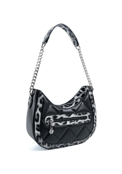 Silver Polo Sp1168 Kadın Omuz Çantası Düz Siyah-leopar Gri