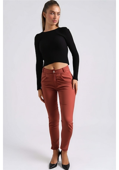 Armonika Kadın Taba Beli Lastikli Paçası Katlamalı Pantolon Arm-26k136042