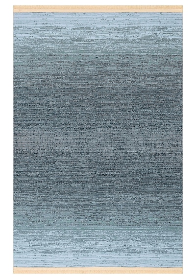 Kutnu Kılım Modern Ombre Renk Geçişli Yıkanabilir Çift Taraflı Kilim Antrasit - Gri