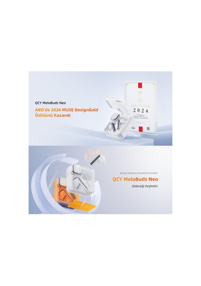 T31 Melobuds Neo Enc 4 Mikrofon Dijital Güç Göstergesi Bluetooth 5.3 Kablosuz Kulaklık Mavi