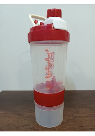 Sızdırmaz Ve Ve Vidalı Kapaklı Plastik Shaker Şefaf Kırmızı