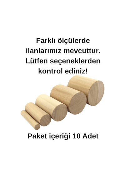 Ahşap Silindir Parça 10 Adet Dıy Hobi Maket Montessori Oyuncak Dekor Mobilya Yapım Malzemesi