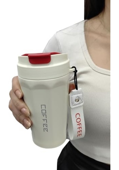 Komple 304 L Çelik Beyaz 410 Ml Kahve El Termos Mug Cin398by Diğer