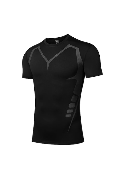 Ghassy Co. Erkek Ultra Esnek Koşu Egzersiz Hızlı Kuruma Nefes Alabilen Kısa Kollu Spor T-shirt siyah
