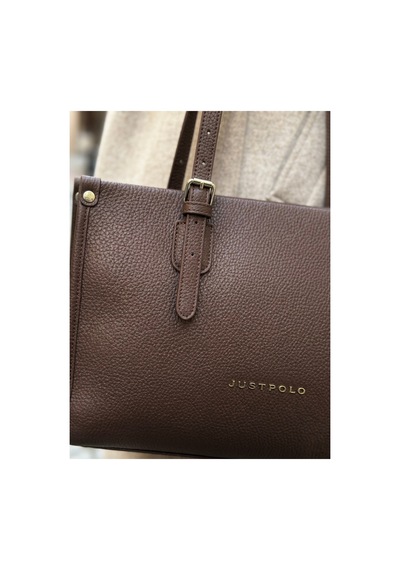 Just Polo Kadın Yeni Sezon Yumuşak Deri Büyük Boy Fermuarlı Lüks Tasarım El Çantası Shopper Kahverengi 77256232