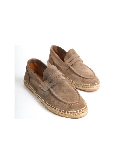 Mubiano Hakiki Deri Summer Erkek Jüt Taban Vizon Süet Espadril & Loafer -mssr1274-vz Vizon