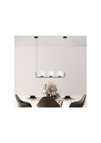 Şık Metal Gövdeyle Modern 3'lü Avize Mutfak Ve Salon İçin, Siyah-13715 Diğer
