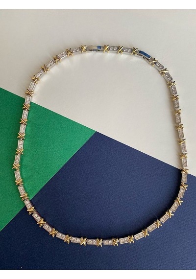 Pinery Jewels Tiff Suyolu X Zirkon Taşlı Kolye Altın