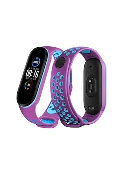 Xiaomi Mi Band 7 Uyumlu Spor Delikli Kordon - Mor-mavi