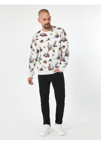 Colin's Regular Fit Baskılı Beyaz Erkek Sweatshirt CL1061632_Q1.V1_SNM