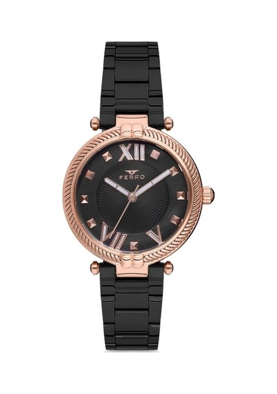 Ferro Siyah Çelik Kordon Kadın Kol Saati F21046a-1100-r Rose Gold