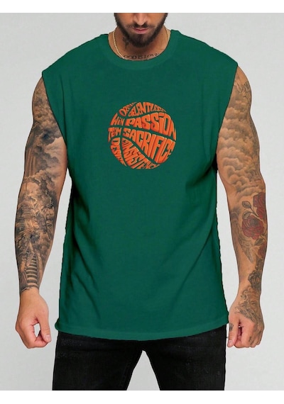 Basketbol Yopu Baskılı Kolsuz Tişört Yeşil