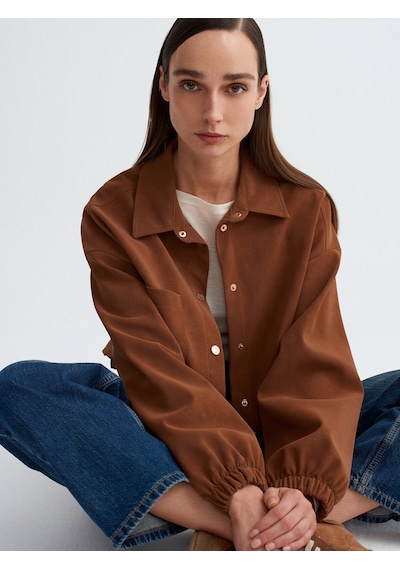 Dilvin 60781 Süet Bomber Ceket-taba Taba
