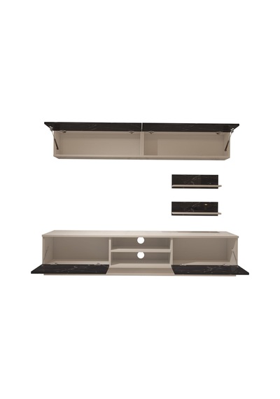 Decoraktiv Eko 5b Mdf Dvd Tv Ünitesi Tv Sehpası Beyaz - Siyah Mermer