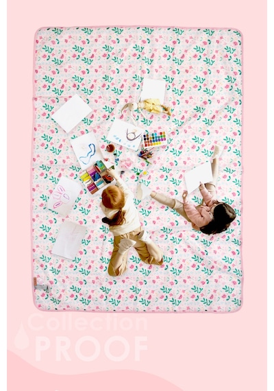 Proof Sıvı Geçirmez Etkinlik Aktivite Halı Örtüsü 140x140 cm Çok Amaçlı Bebek Çocuk Oyun Matı Flowy