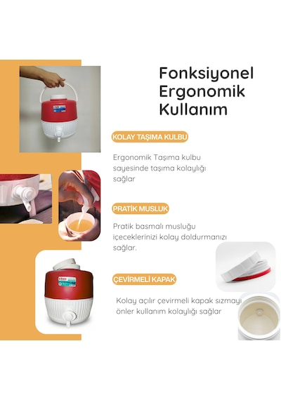 5 Lt Piknik Termos 1003 Super Picnic Cooler Jug -337 Kırmızı