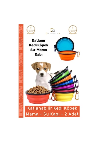 Seyahat Tipi Taşınabilir Kancalı Silikon Katlanabilir Kedi Köpek Evcil Hayvan Mama Su Kabı