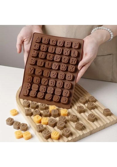 Silikon Alfabe & Sayı Çikolata Kalıbı - 3d Harfler Ve Semboller Şeker Kalıbı, Jöle Kalıbı 2x2cm Kırmızı