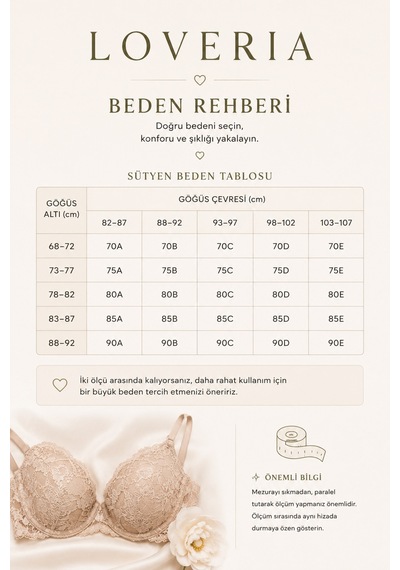 Loveria Bride Dantelli Büstiyer İç Çamaşırı Takımı Ekru Ekru