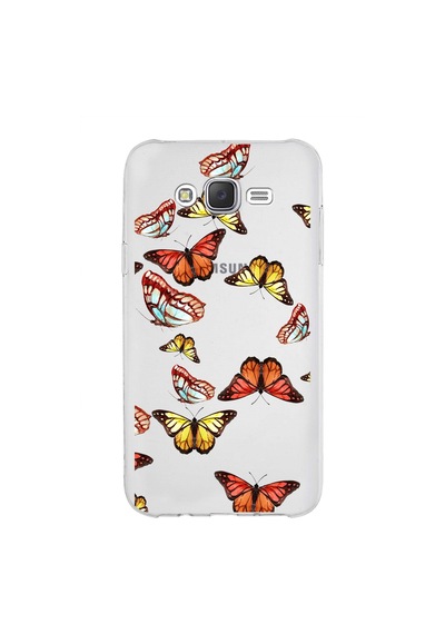 Samsung Galaxy J7 Core İle Uyumlu 1mm Slim Fit Water Color 2 Baskılı Şeffaf Kılıf Şeffaf
