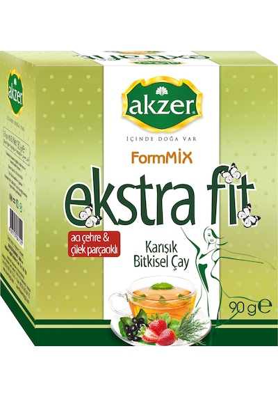 Akzer FormMix Ekstra Fit Acı Çehre & Çilek Parçacıklı Karışık Bitki Süzen Poşet Çay 60 x 1.5 G