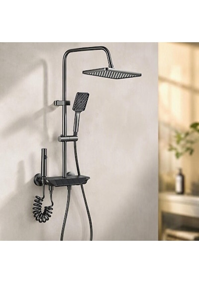 Sardıcı Piano 4 Fonksiyonlu Antrasit Banyo Bataryası Ve Tepe Duş Seti