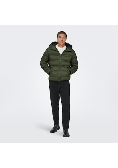 Only & Sons Only&sons Union Seamless Life Puffer Erkek Haki Kapüşonlu Mont Haki