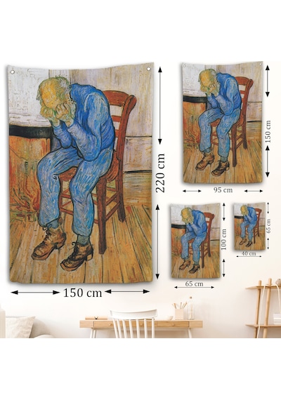 Acı Çeken Yaşlı Adam Sonsuzluğun Eşiğinde Duvar Örtüsü - Vincent Van Gogh-7442