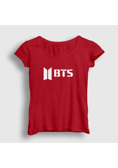 Presmono Kadın Logo Bts T-shirt Kırmızı