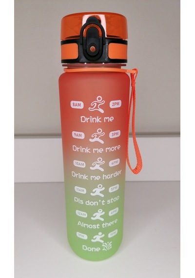 Shop-Set 1000 Ml Tritan Motivasyonlu Su Matarası (Turuncu - Neon