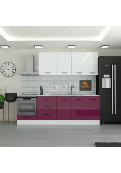 250 Cm Mutfak Dolabı Mdf Kapak Tezgah Dahil Yrkn250 102 Mürdüm