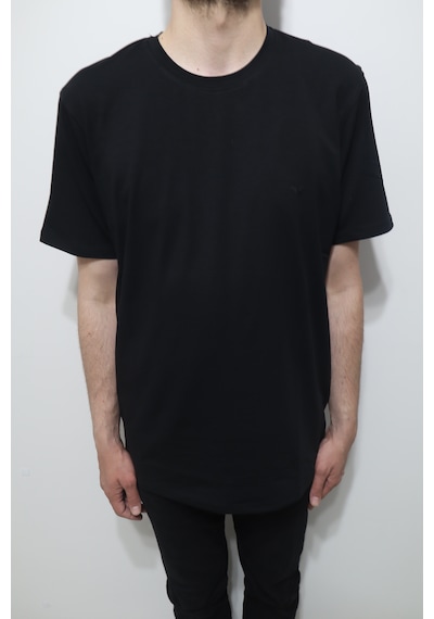 Santa Dmctekstil Erkek 2675 Düz Spor Kesim Rahat Kalıp Bisiklet Yaka Basic T-shirt Siyah