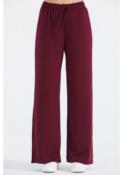 Thıff Gymwear Kadın Modal Kumaş Bağcıklı Eşofman Altı Bordo