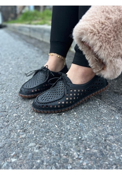 Dabab Shoes Vırena Kadın Siyah Hakiki Deri File Bağcıklı Düz Taban Yazlık Babet Loafer Ayakkabı Dabab Shoes Vırena Kadın Siyah Hakiki Deri File Bağcıklı Düz Taban Yazlık Babet Loafer Ayakkabı