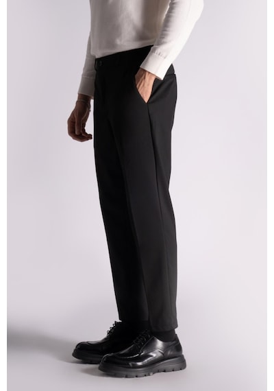 Beli Yarım Lastikli Chino Slim Fit Crop Pantolon Siyah Siyah