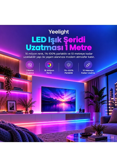 Xiaomi Yeelight Led Rgb Wifi Işık Şeridi 1s 2 Metre